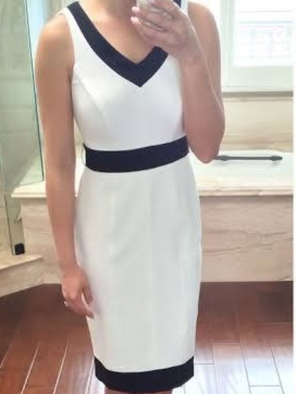 WHBM Ivory & Black Dress - Fully Lined